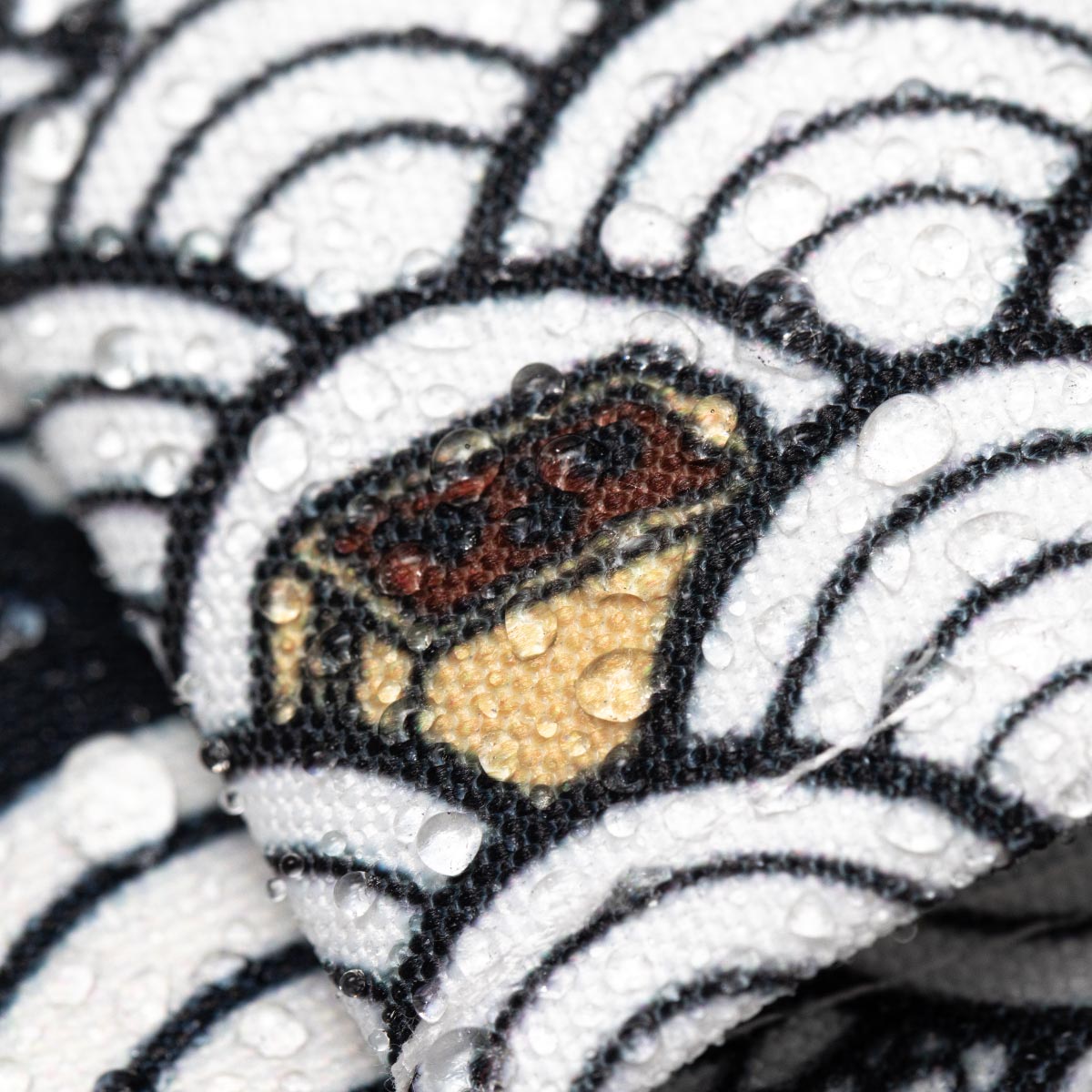 Cute Dragon Cat Café Seigaiha Wave Motif Water Resistant Detail