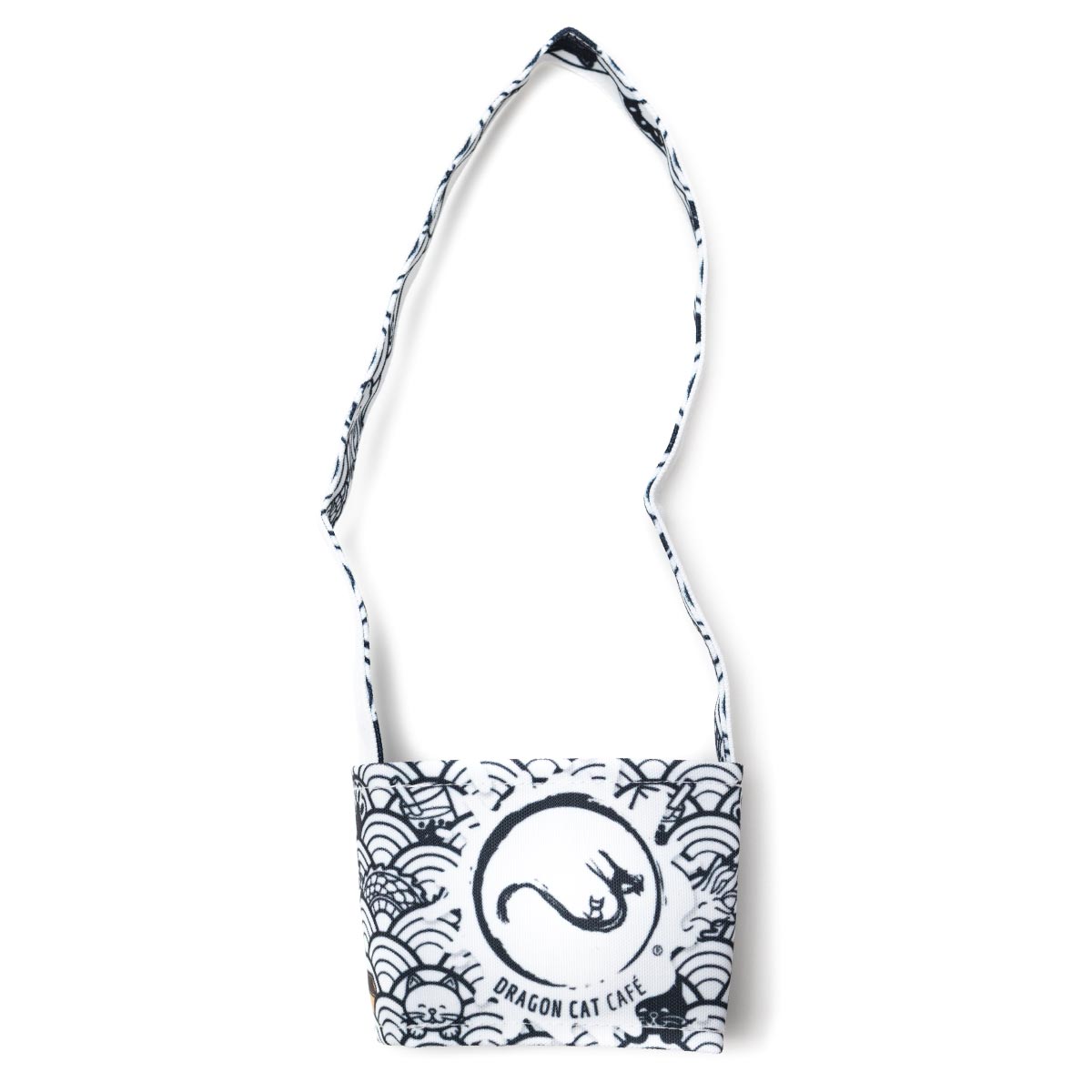 Cute Dragon Cat Café Seigaiha Wave Motif Drink Cup Holder